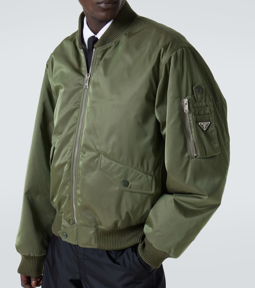 Prada Triangle-logo Bomber Jacket In Grün