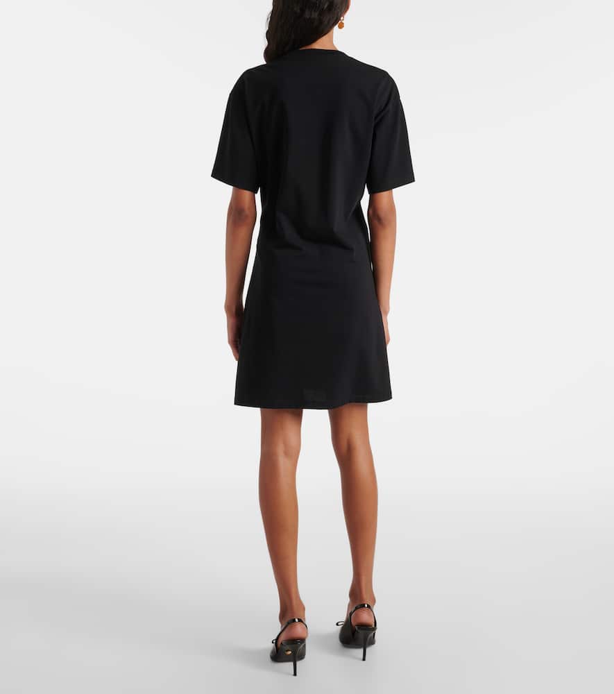 Versace Safety Pin Embroidered Mini T-shirt Dress In Black