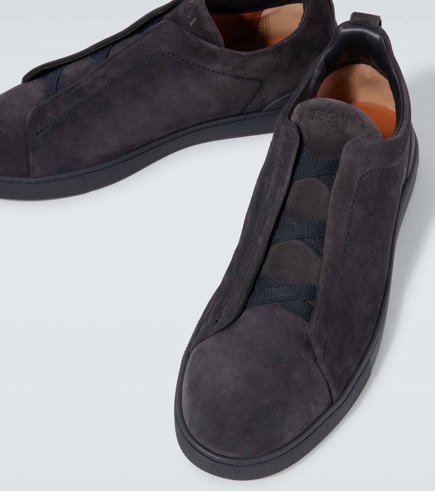 Zegna Elasticated-panel Suede Sneakers In Blue