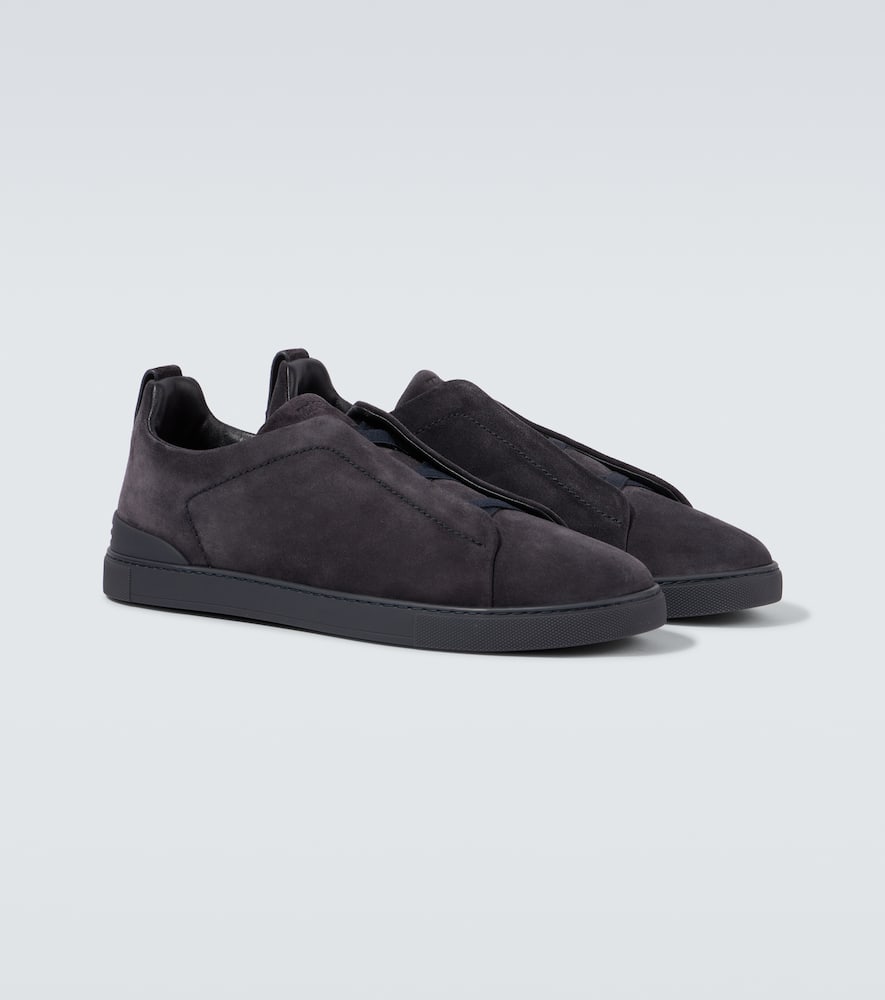 Zegna Elasticated-panel Suede Sneakers In Blue
