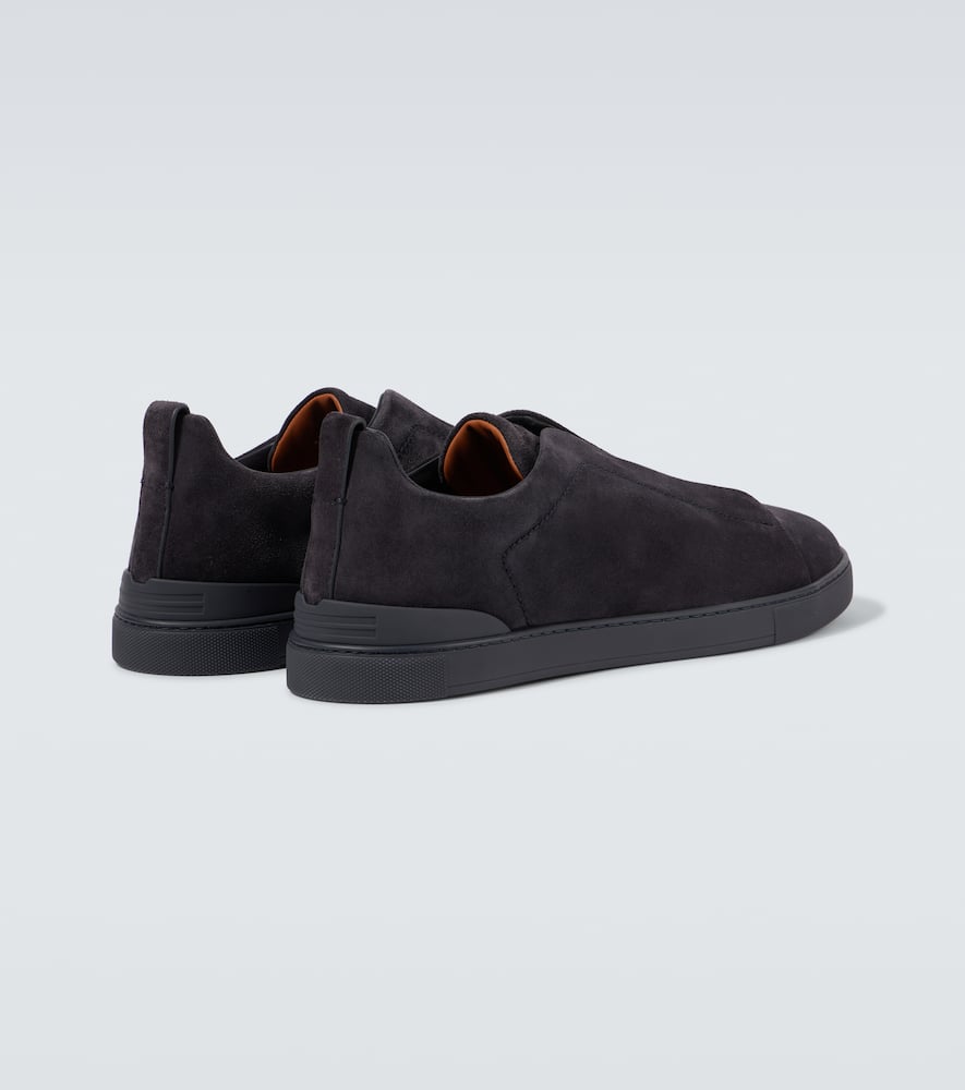 Zegna Elasticated-panel Suede Sneakers In Blue