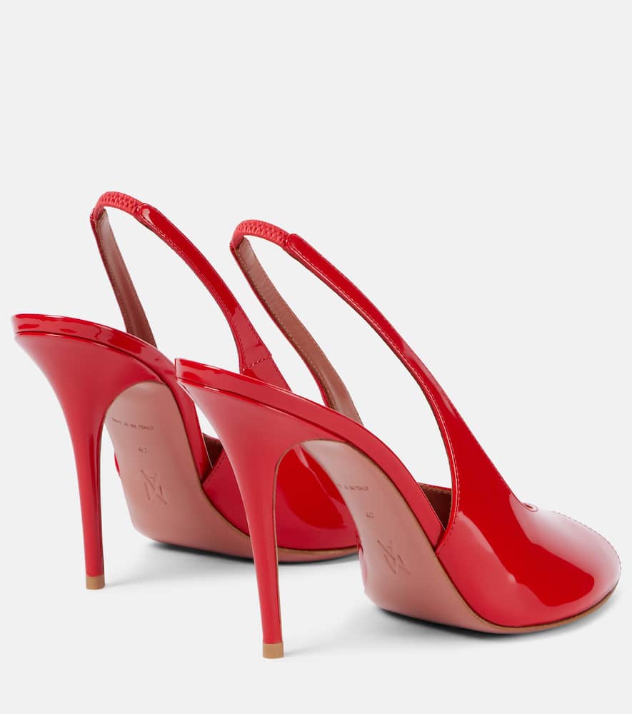 Amina Muaddi Kristina 105 Patent Leather Peep-toe Pumps In Red