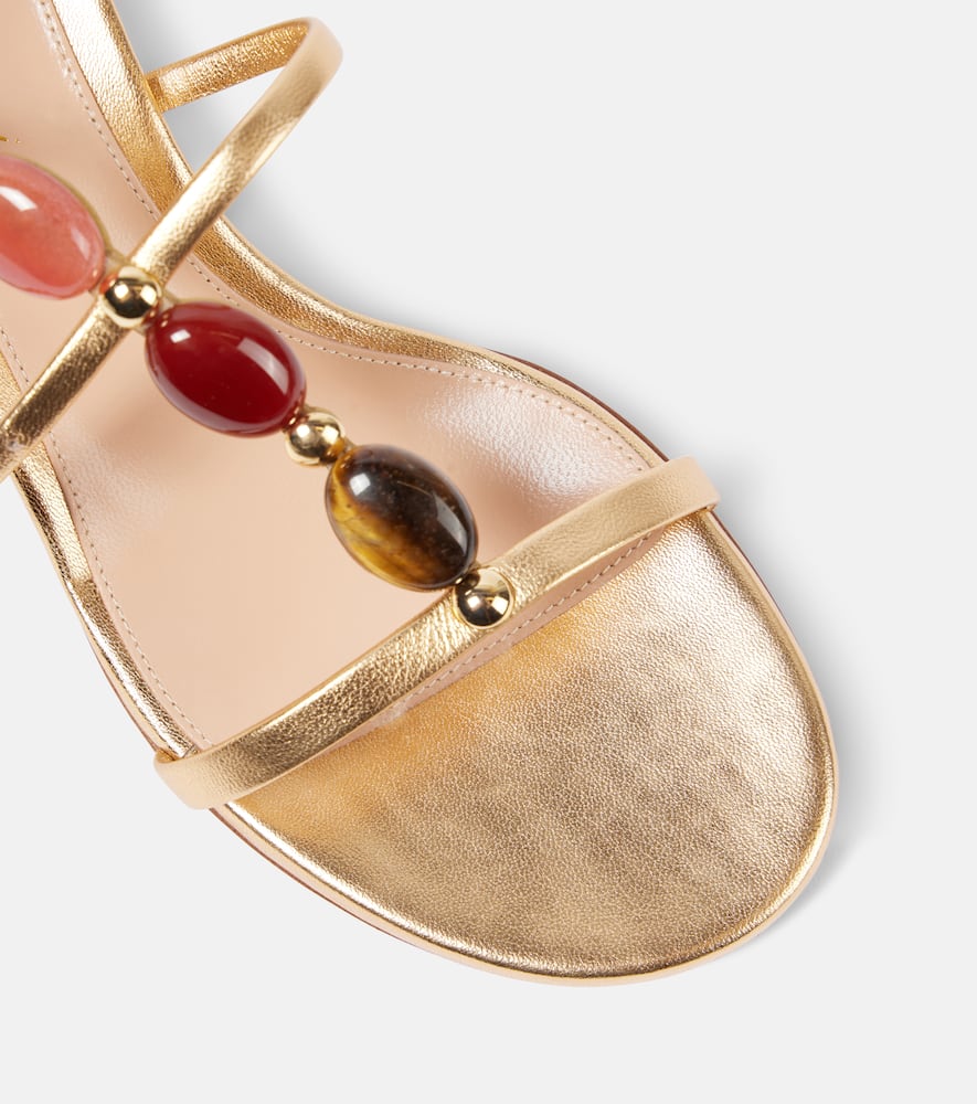 Gianvito Rossi 45 Embellished Metallic Leather Sandals In Gold