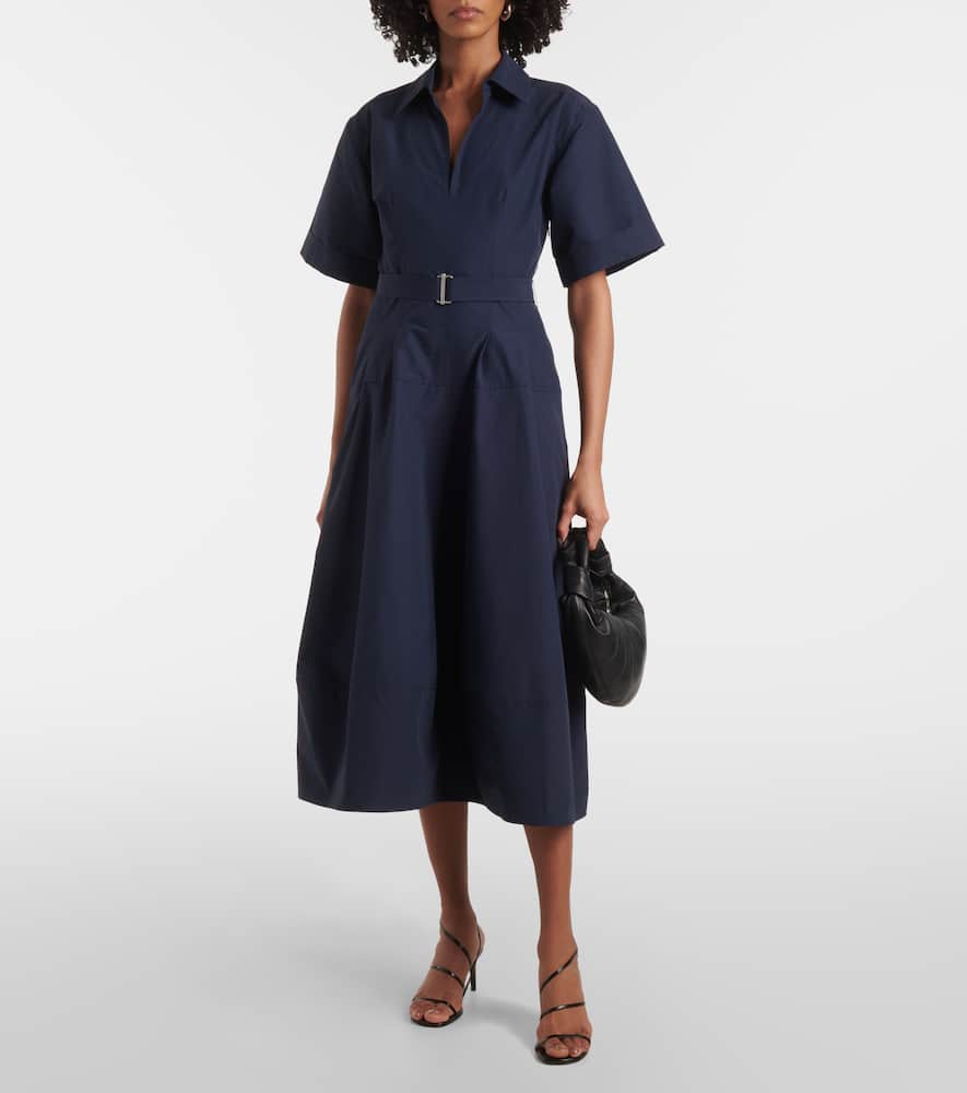 Simkhai Womens Midnight Deanna Belted Cotton-blend Midi Dress In Blue