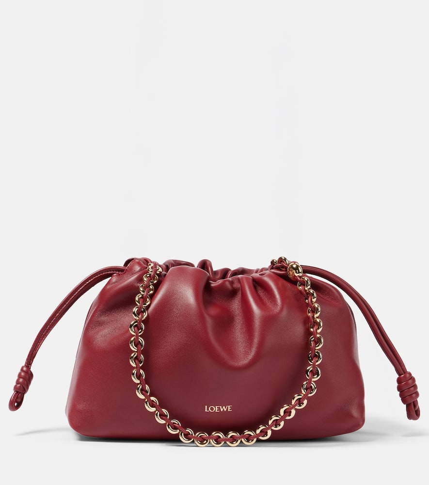 Loewe Flamenco Medium Leather Clutch In Red