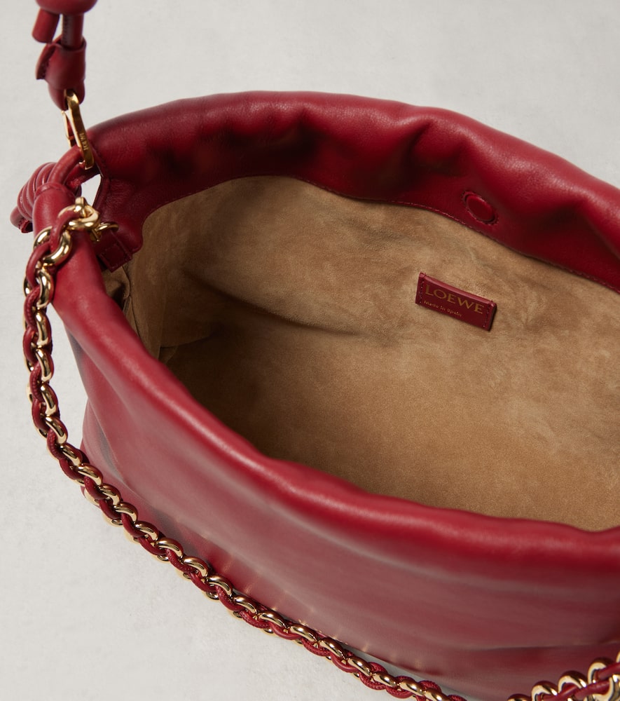 Loewe Flamenco Medium Leather Clutch In Red