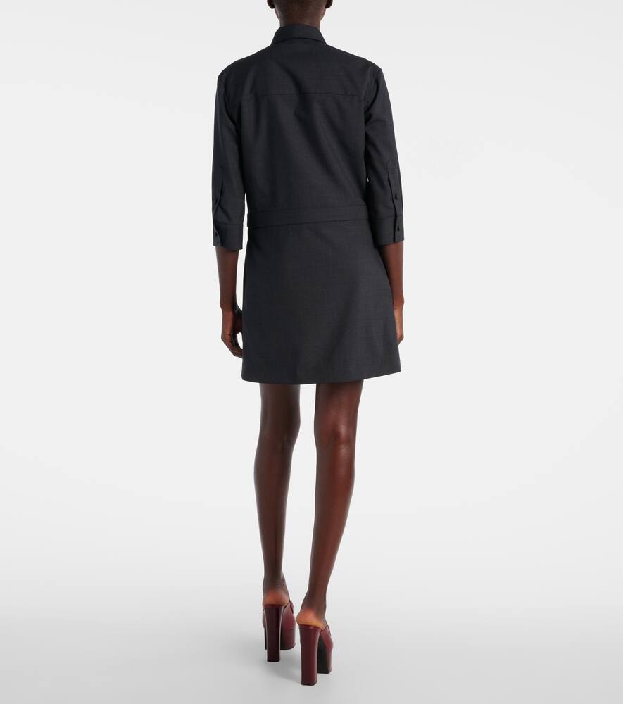 Gucci Womens Horsebit Long-sleeves Wool Mini Dress Ardesia Grey In Blue