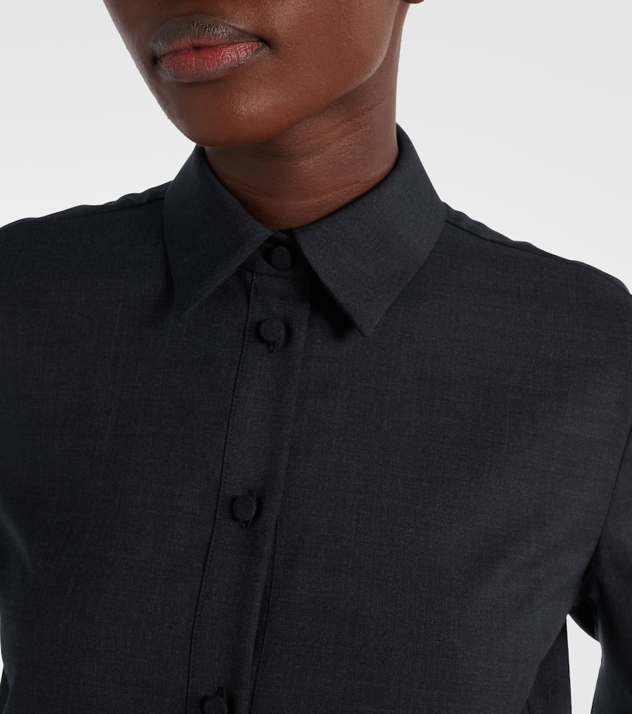 Gucci Womens Horsebit Long-sleeves Wool Mini Dress Ardesia Grey In Blue