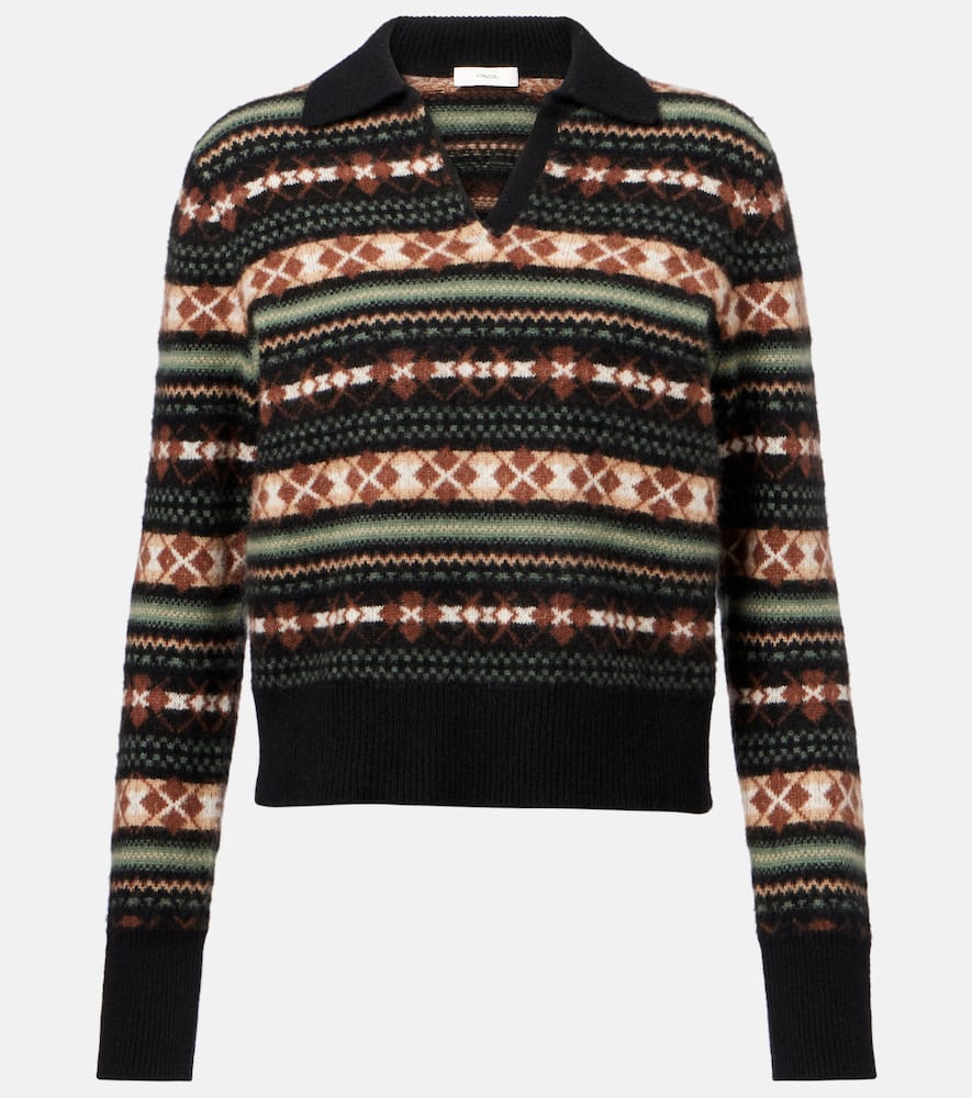 Vince Collared Patterned Sweater In Multi