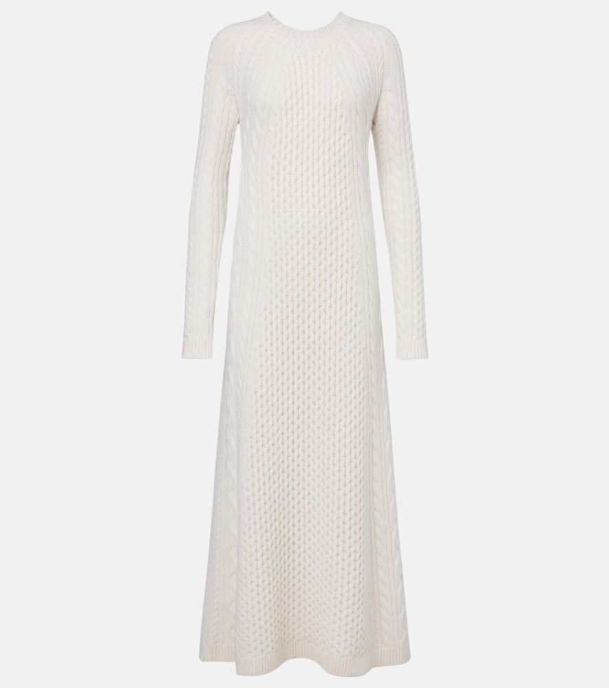 Lisa Yang Nyla Cable-knit Cashmere Maxi Dress In White