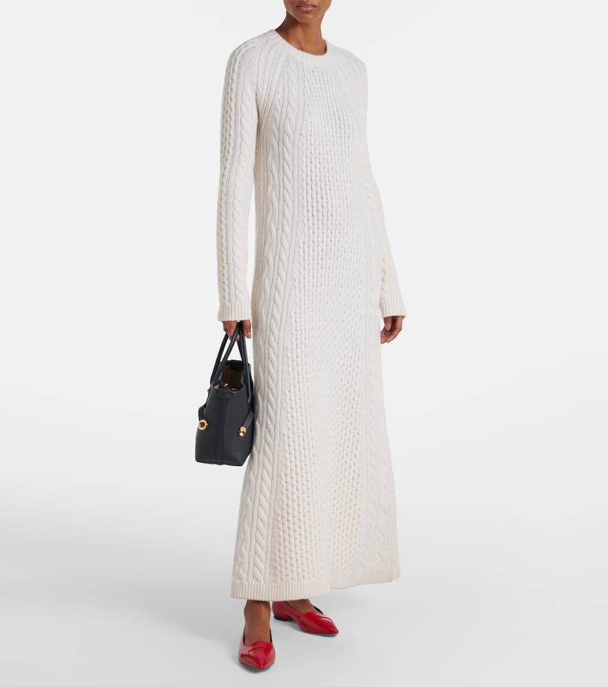 Lisa Yang Nyla Cable-knit Cashmere Maxi Dress In White
