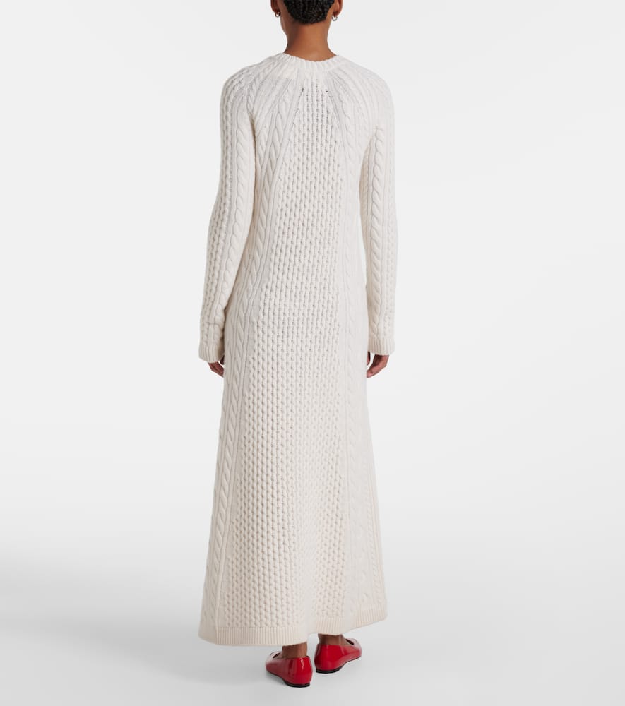 Lisa Yang Nyla Cable-knit Cashmere Maxi Dress In White