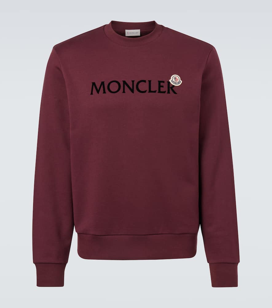 Moncler Maroon Crewneck Logo Sweatshirt In Brown