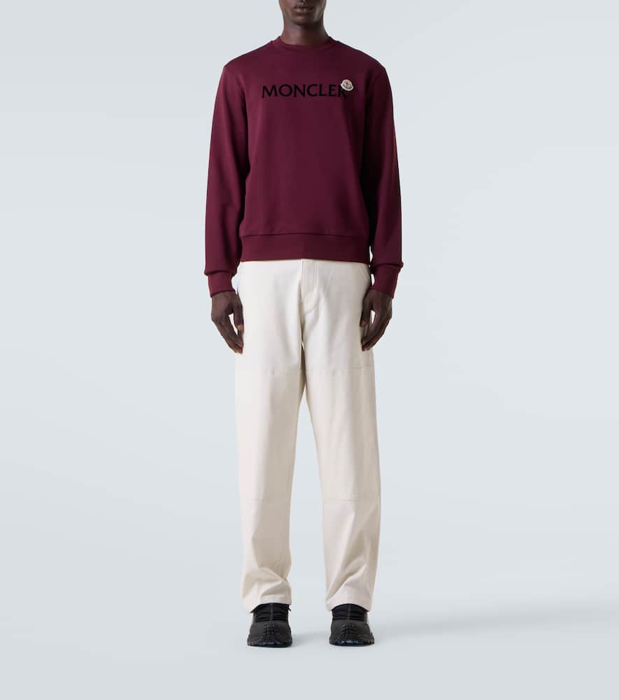 Moncler Maroon Crewneck Logo Sweatshirt In Brown
