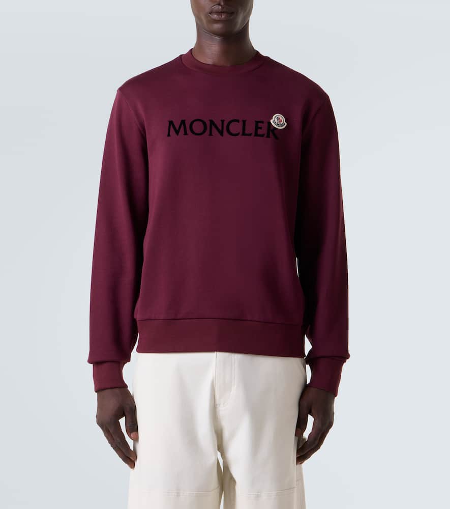 Moncler Maroon Crewneck Logo Sweatshirt In Brown