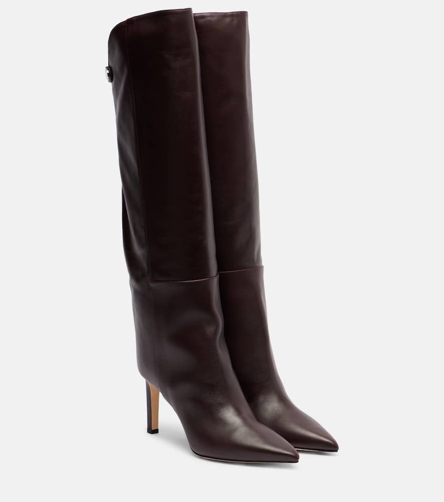 Jimmy Choo Alizze 85 Leather Knee-high Boots In Burgundy