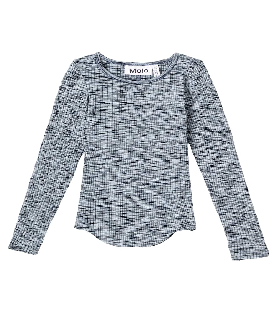 Molo Rochelle Space-dyed Cotton-blend Top In Blue