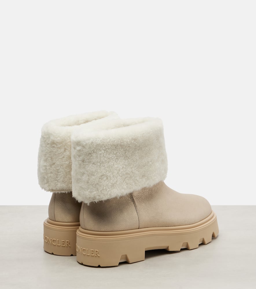 Moncler Aurea Shearling-trimmed Leather Ankle Boots In Multi