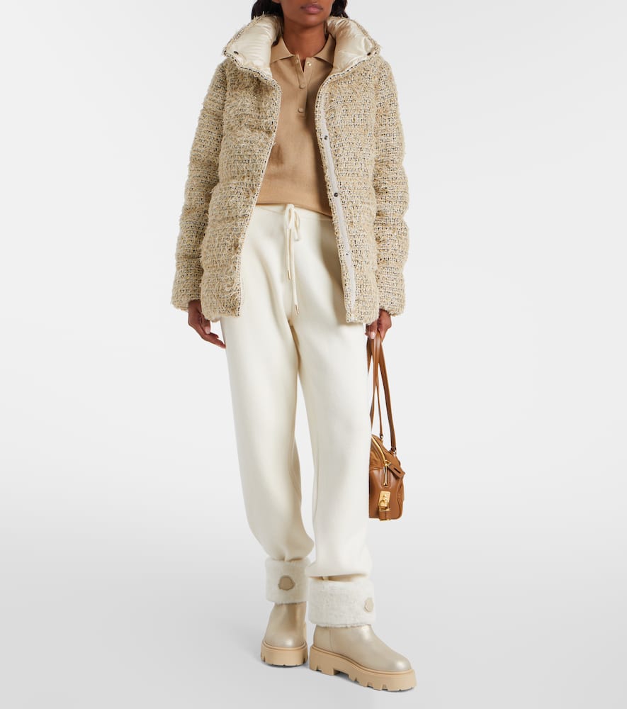 Moncler Aurea Shearling-trimmed Leather Ankle Boots In Multi