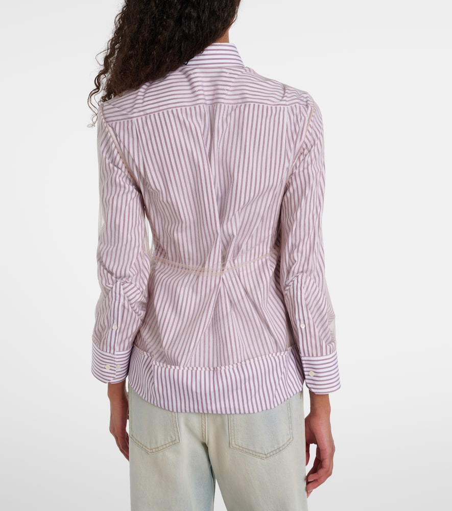 Pinstriped Ruffled Cotton Poplin Shirt