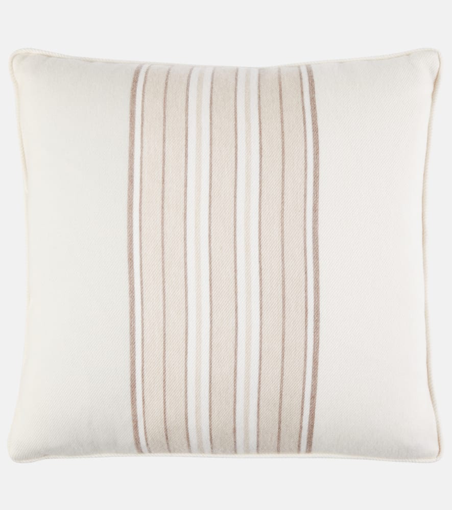 Loro Piana Striped Cashmere Cushion In White