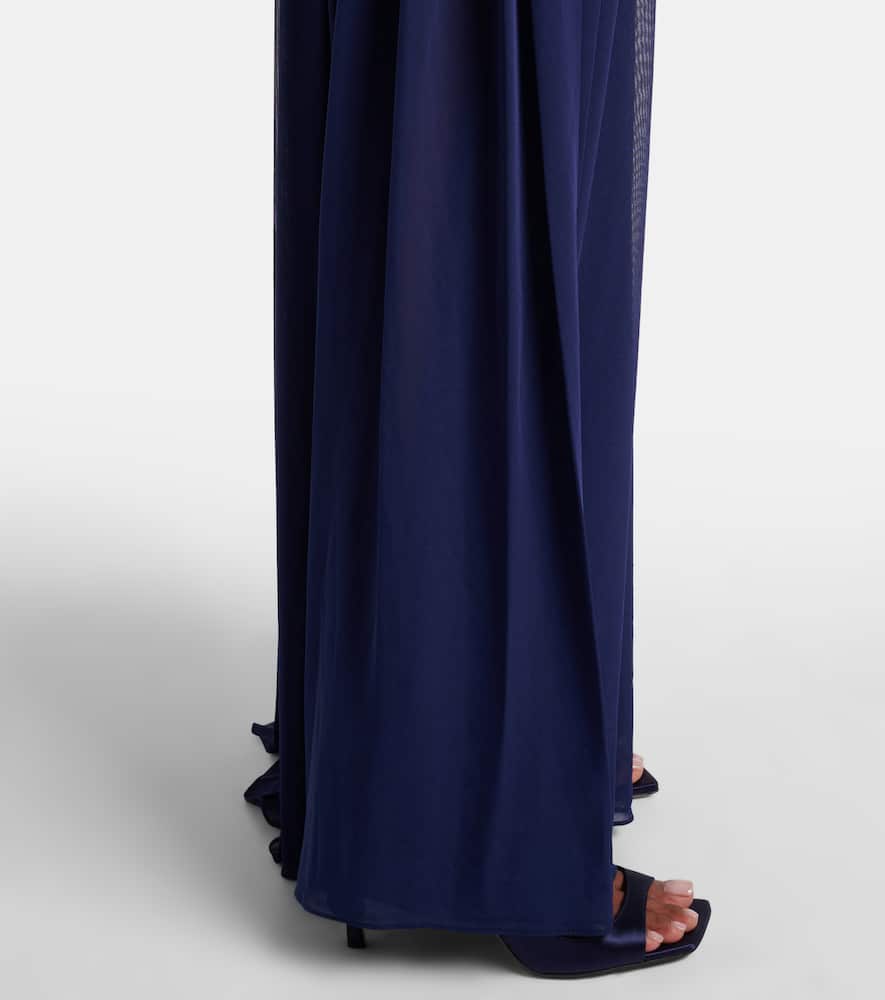Christopher Esber Orion Ruched Halterneck Gown In Blue