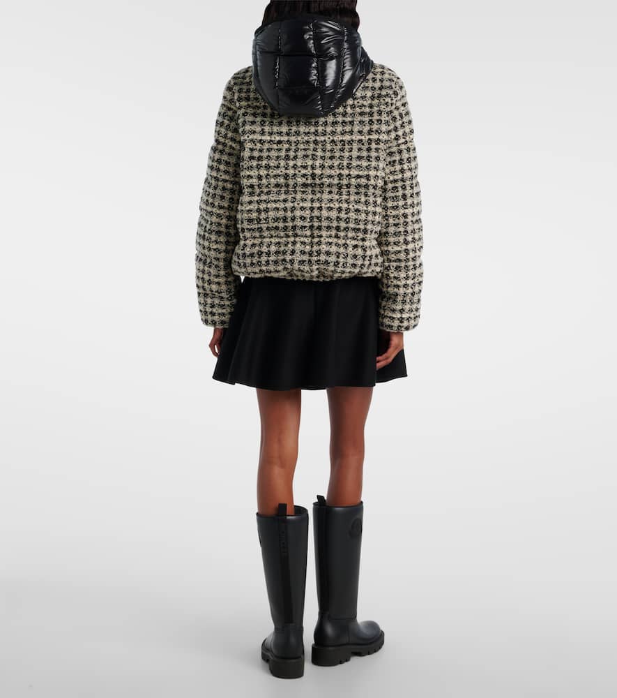 Moncler Andronne Checked Tweed Down Jacket In Gray