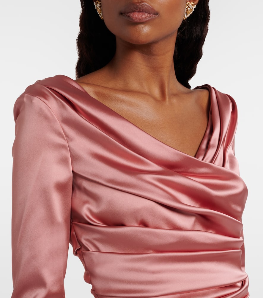 Dolce & Gabbana Draped Satin Midi Dress In Pink