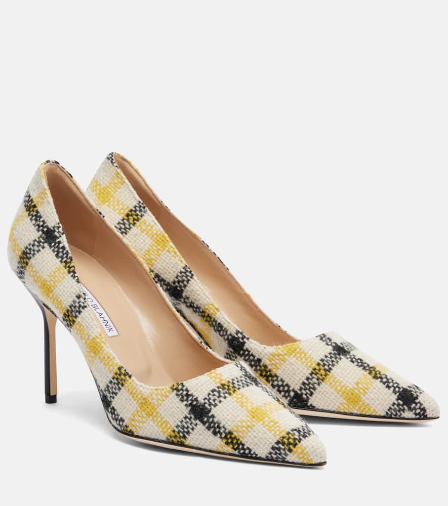 Manolo Blahnik Bb 90 Checked Tweed Pumps In Multi
