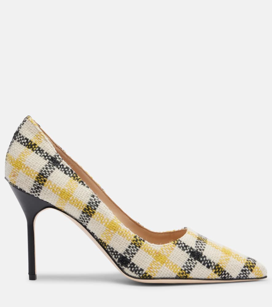 Manolo Blahnik Bb 90 Checked Tweed Pumps In Multi