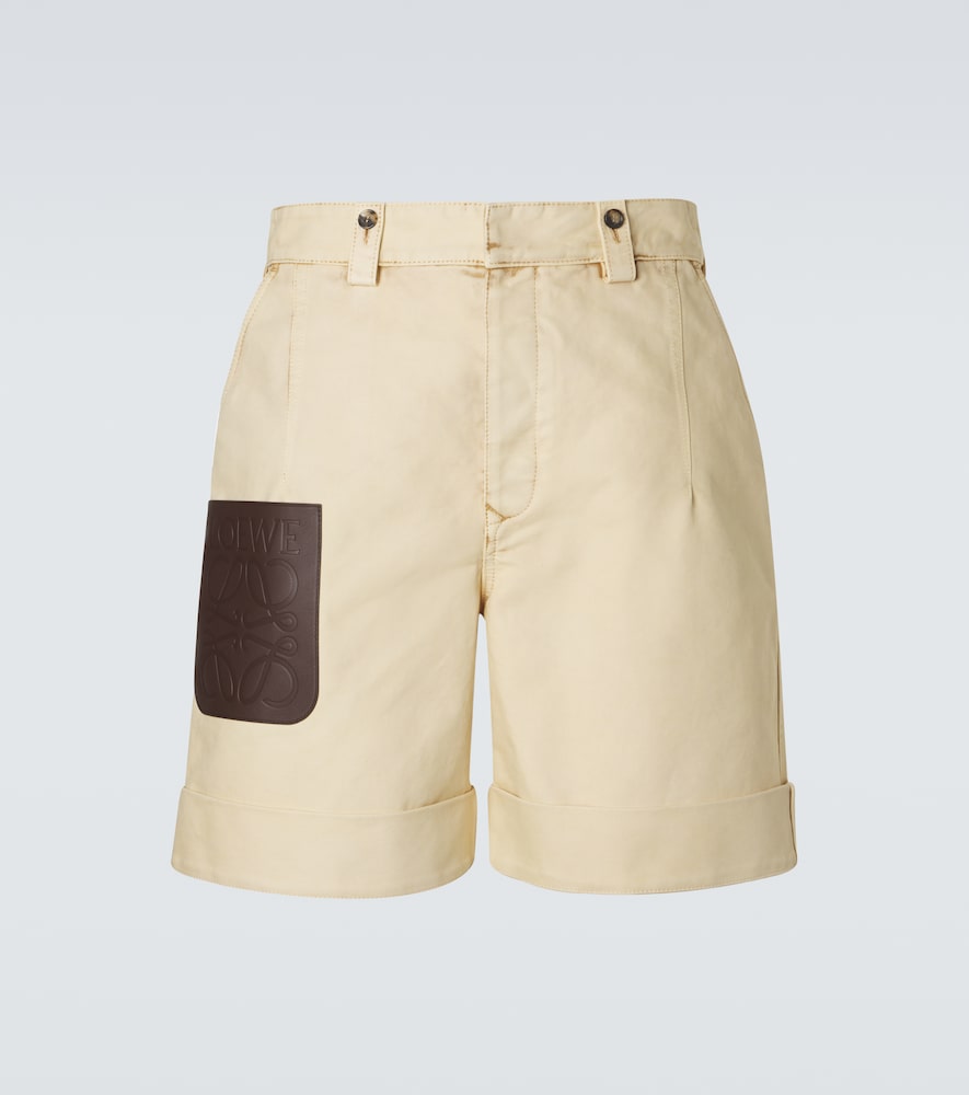 Shorts Anagram in cotone con pelle