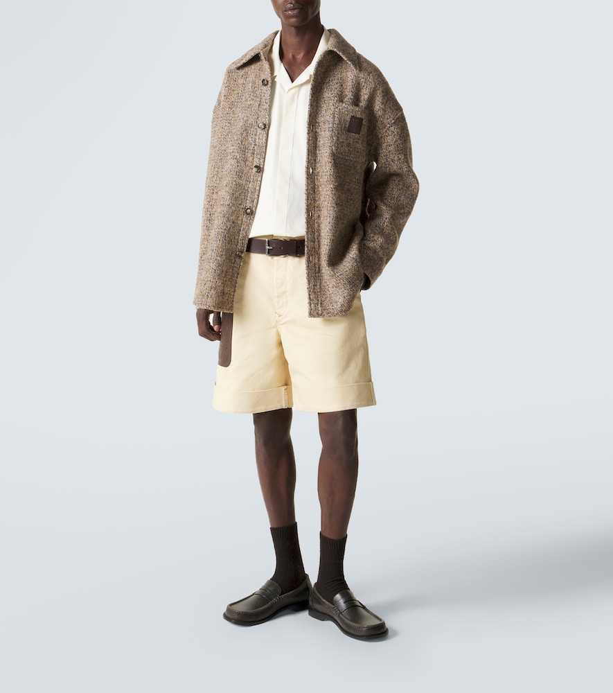  Loewe Loewe Shorts Anagram Aus Baumwoll-twill Mit Leder 