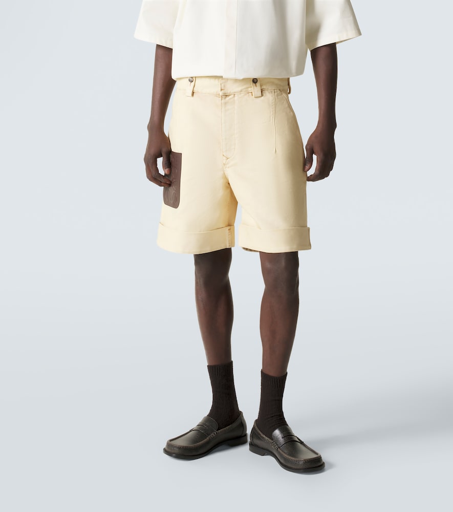  Loewe Loewe Shorts Anagram Aus Baumwoll-twill Mit Leder 