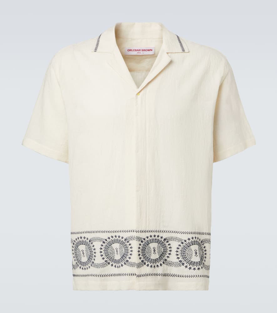 Orlebar Brown Maitan Printed Cotton Bowling Shirt In Neutral