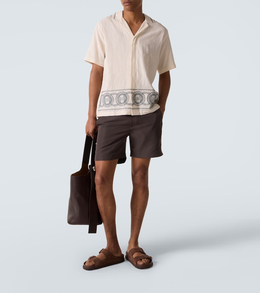 Orlebar Brown Maitan Printed Cotton Bowling Shirt In Neutral