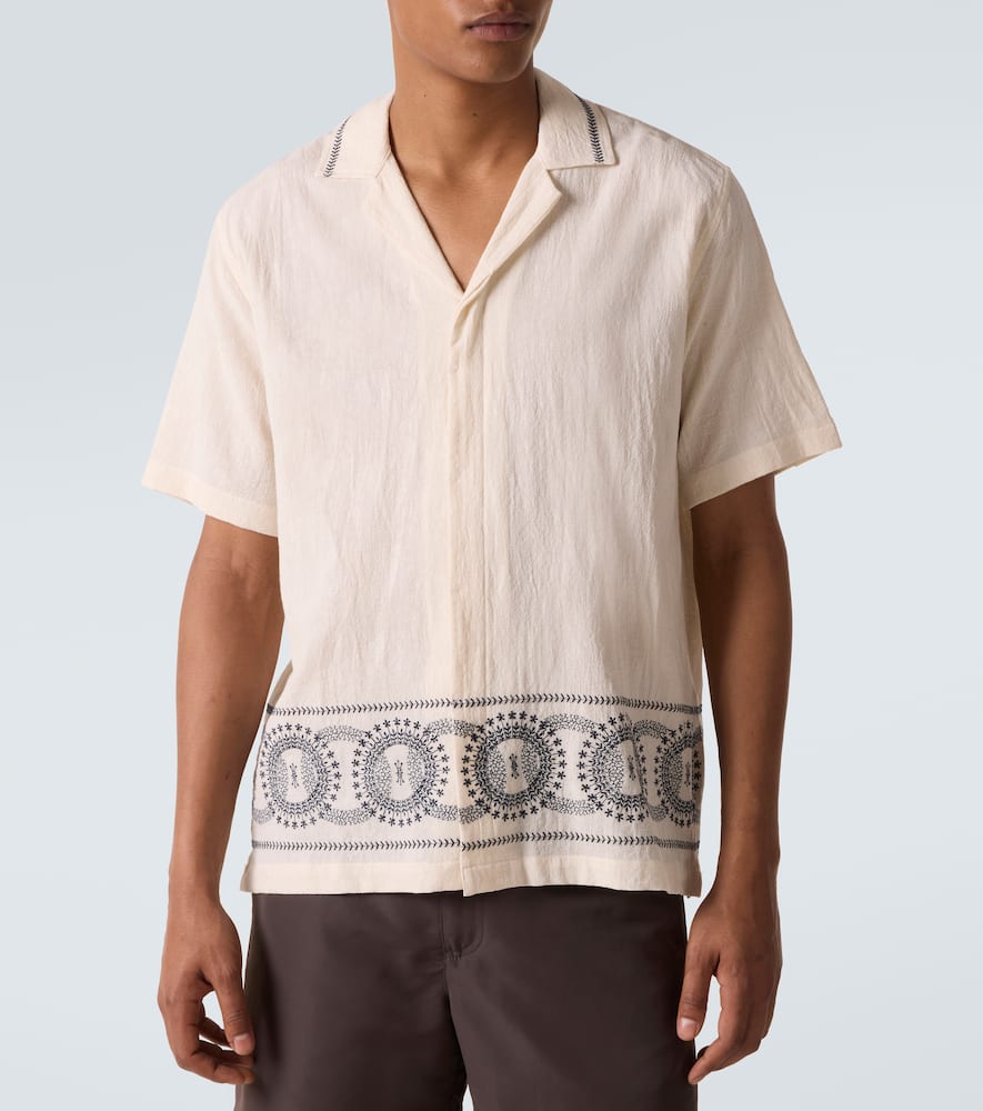 Orlebar Brown Maitan Printed Cotton Bowling Shirt In Neutral