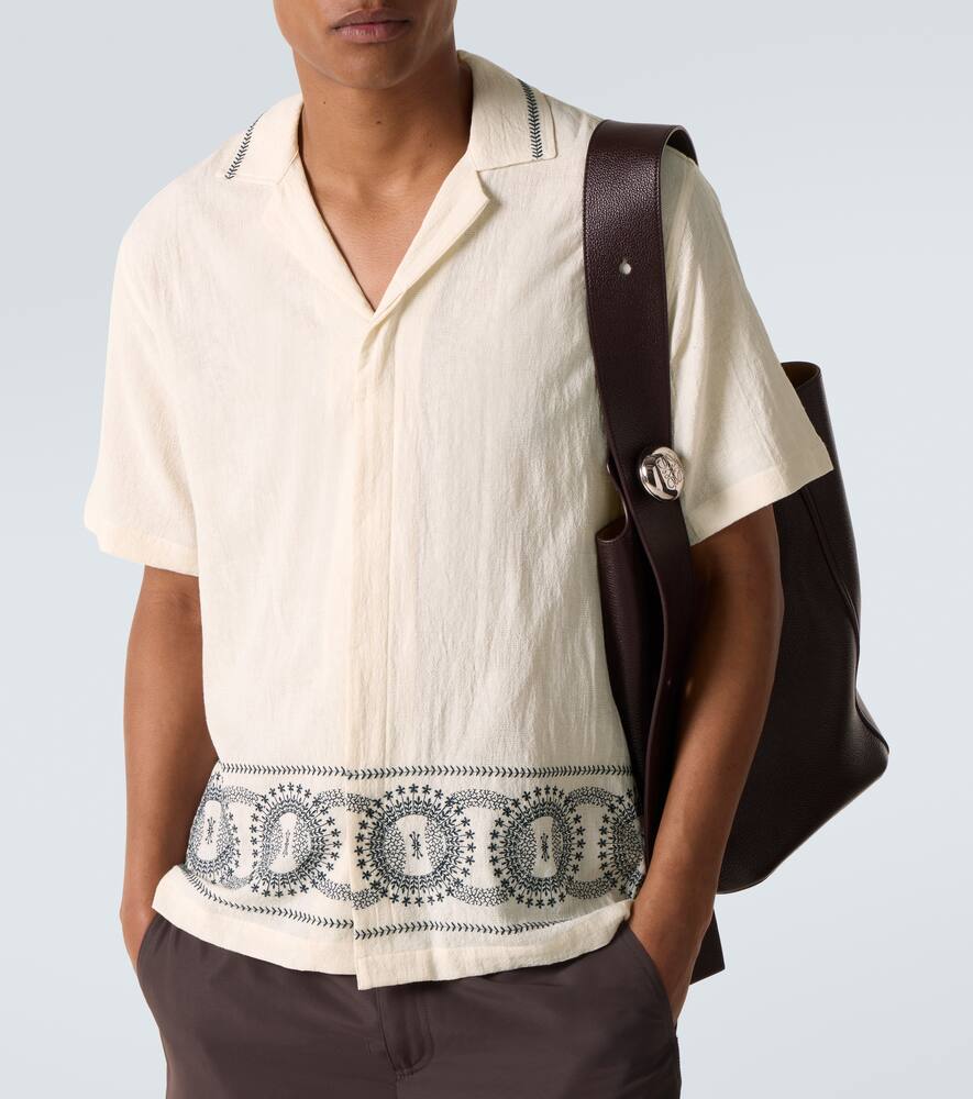 Orlebar Brown Maitan Printed Cotton Bowling Shirt In Neutral