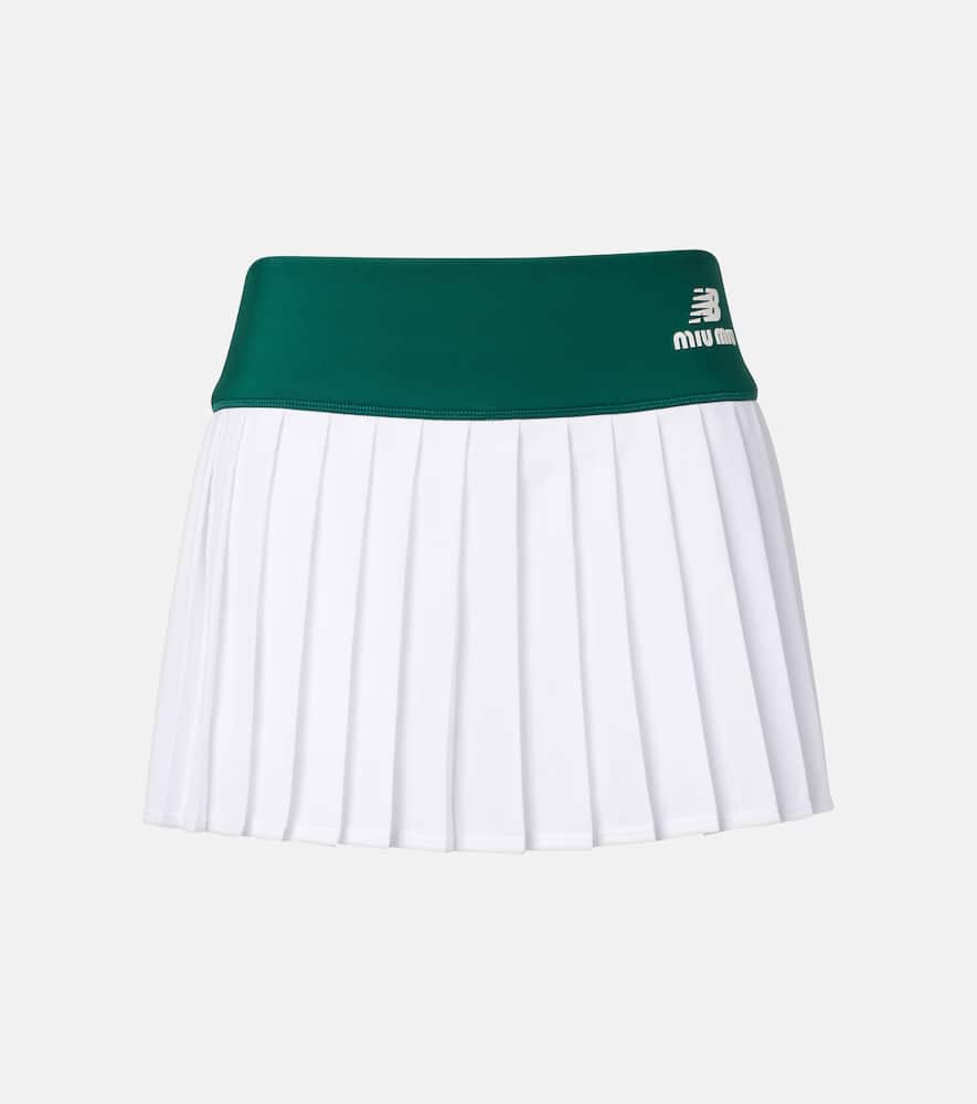 Miu Miu X New Balance Pleated Jersey Miniskirt In Green