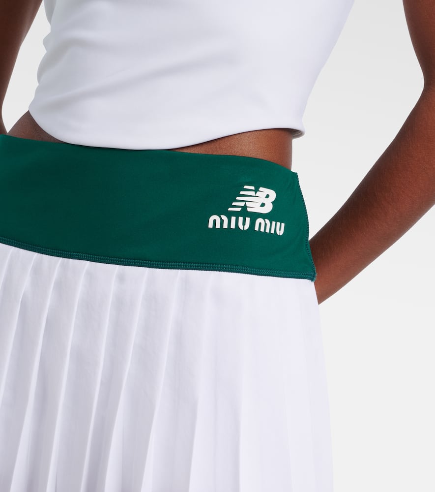 Miu Miu X New Balance Pleated Jersey Miniskirt In Green