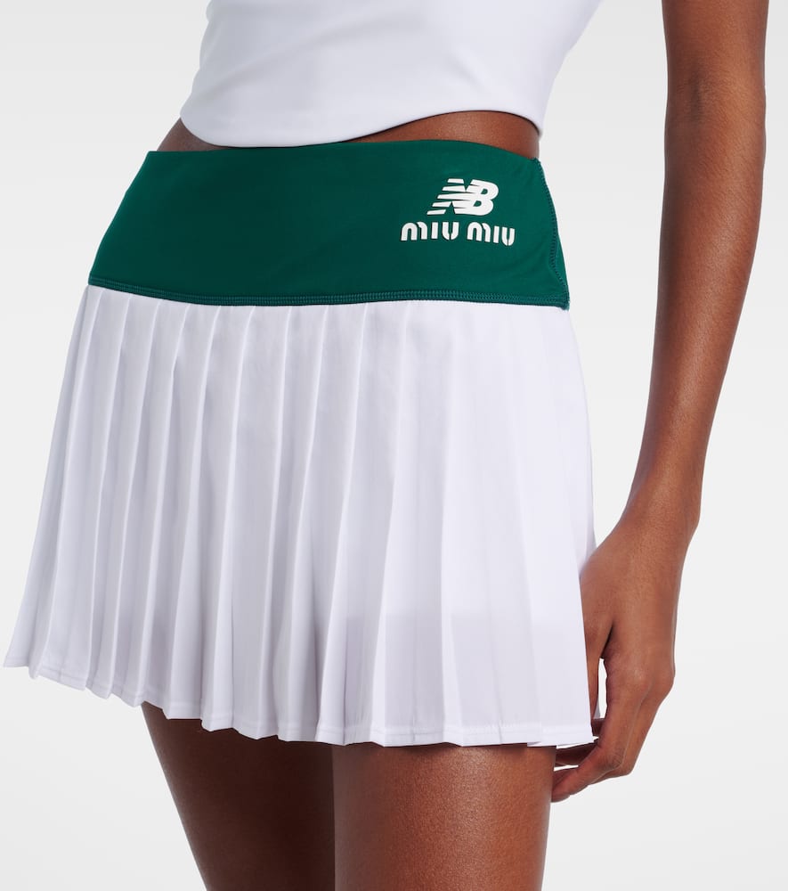 Miu Miu X New Balance Pleated Jersey Miniskirt In Green