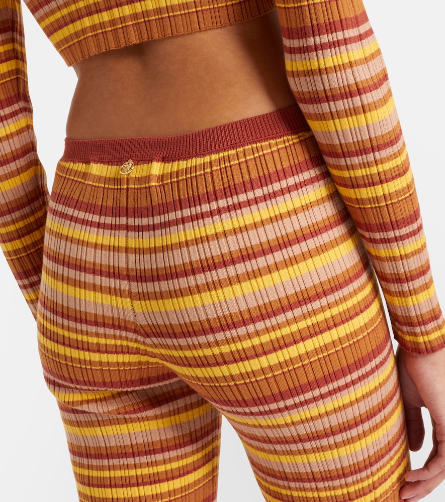  Bananhot Bananhot Ann Ribbed-knit Striped Flared Pants 