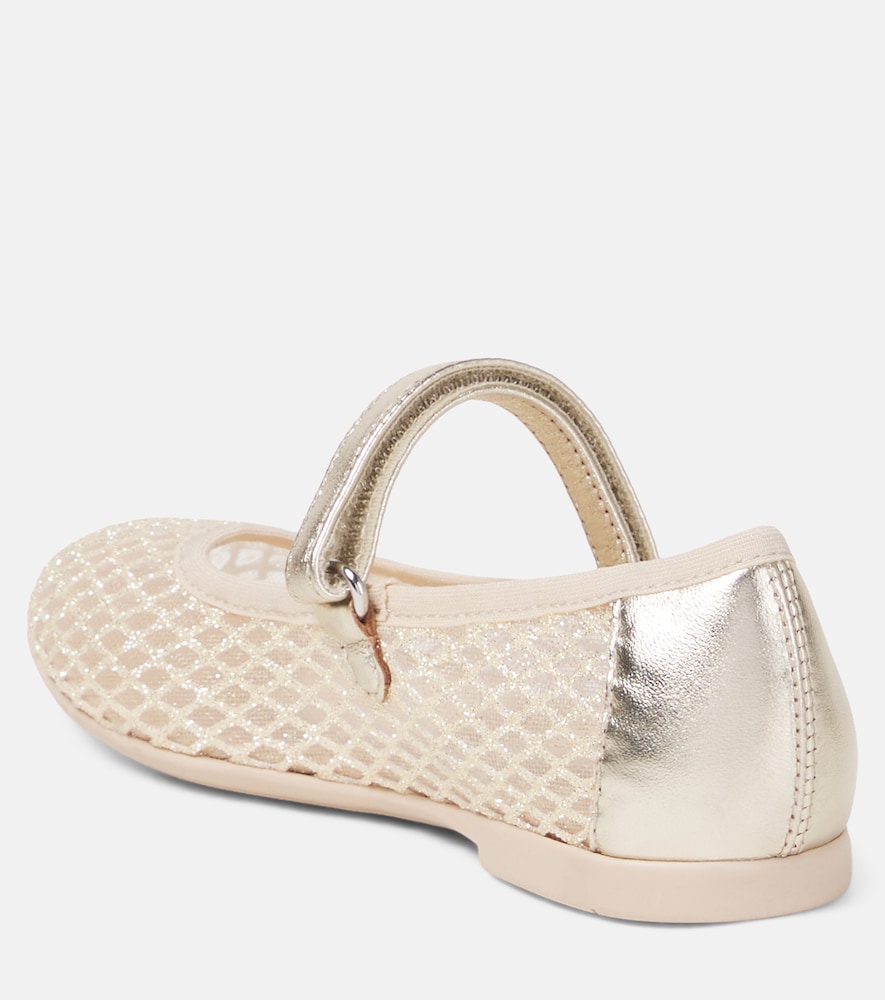  Monnalisa Monnalisa Glitter Fishnet Mary Jane Flats 