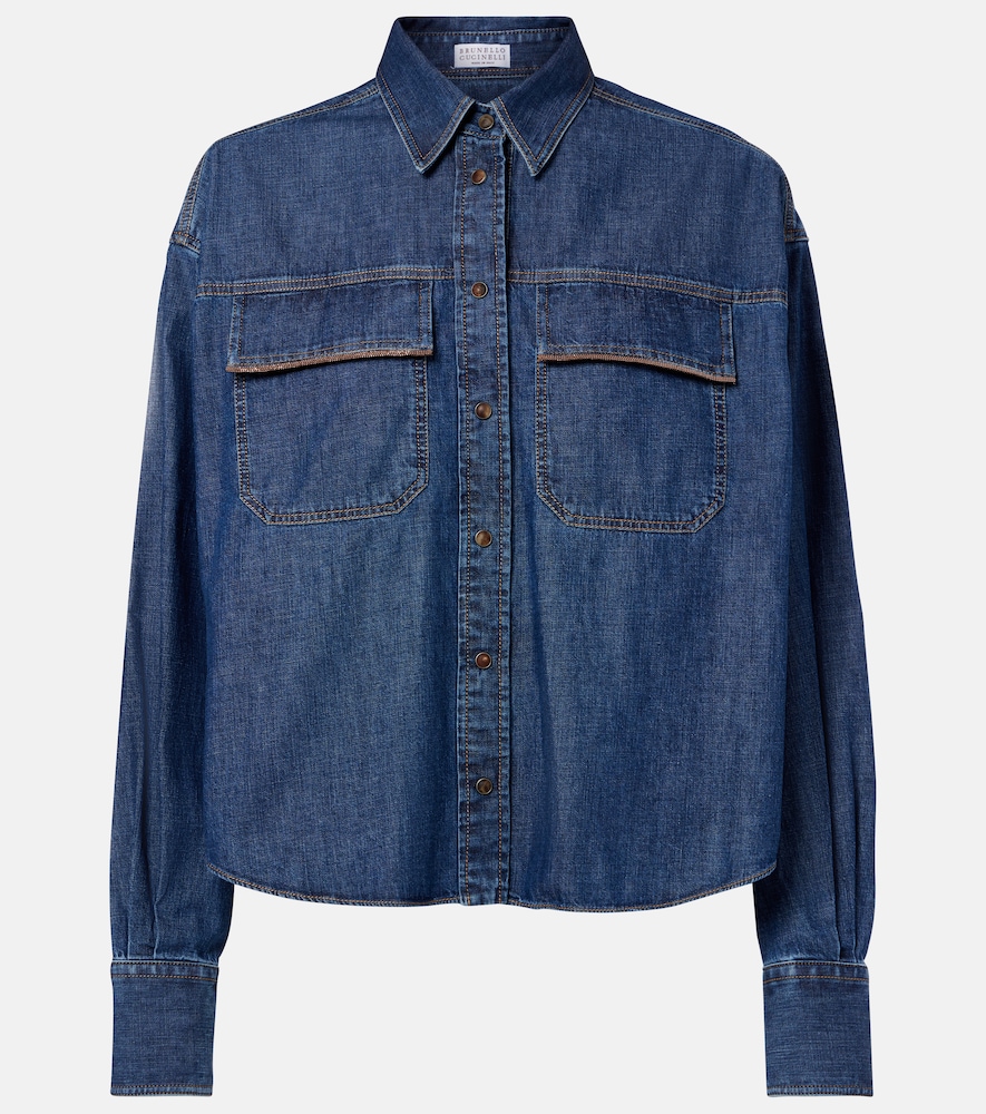 Brunello Cucinelli Monili Denim Jacket In Blue