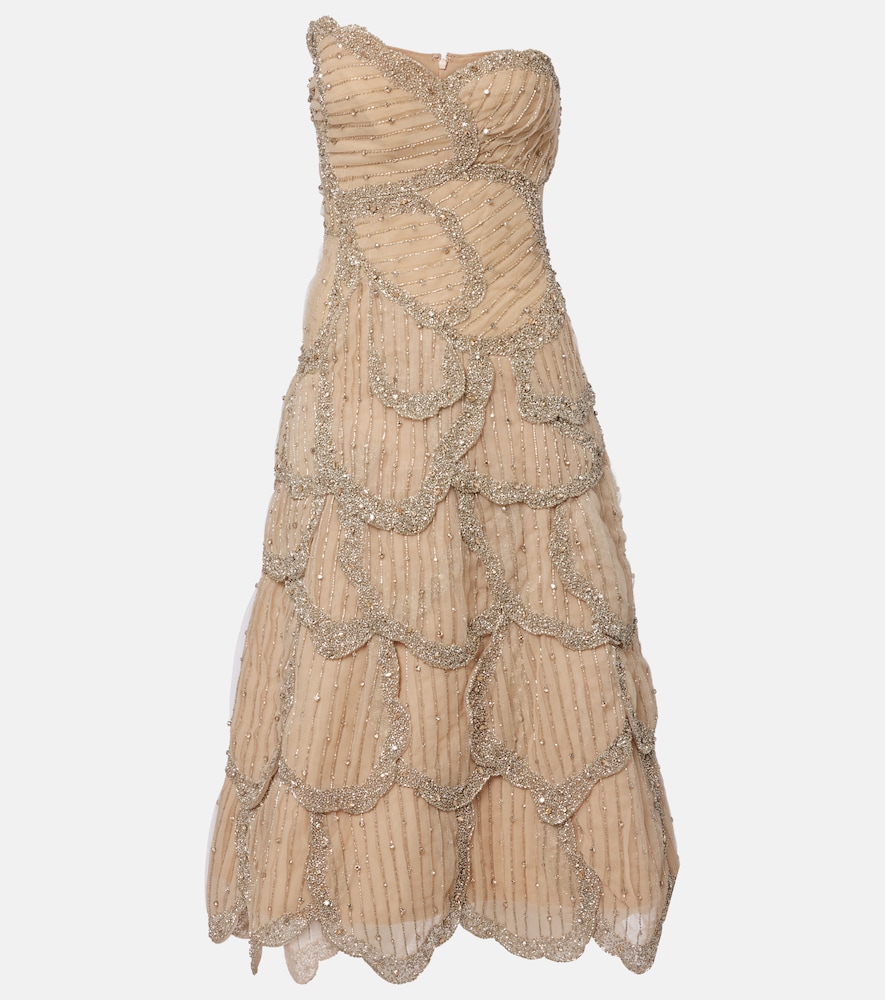 Costarellos Sylvie embellished georgette cocktail dress