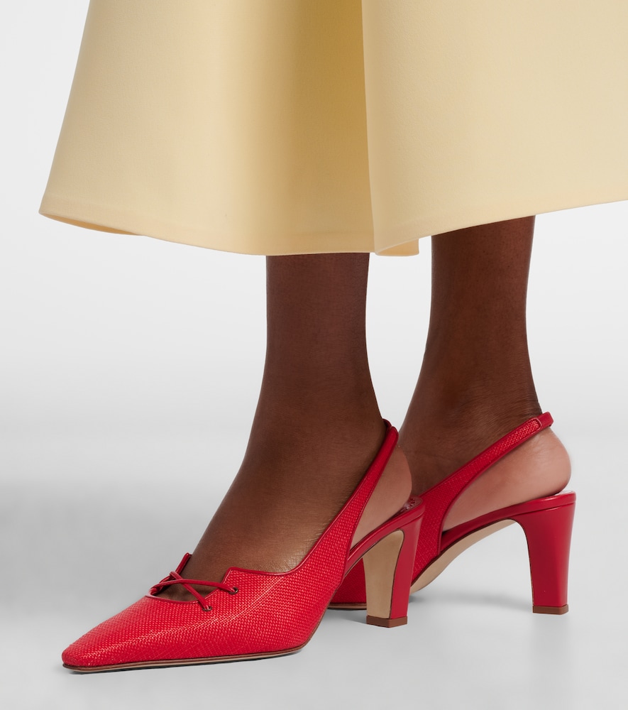 Manolo Blahnik Montbalo raffia slingback pumps