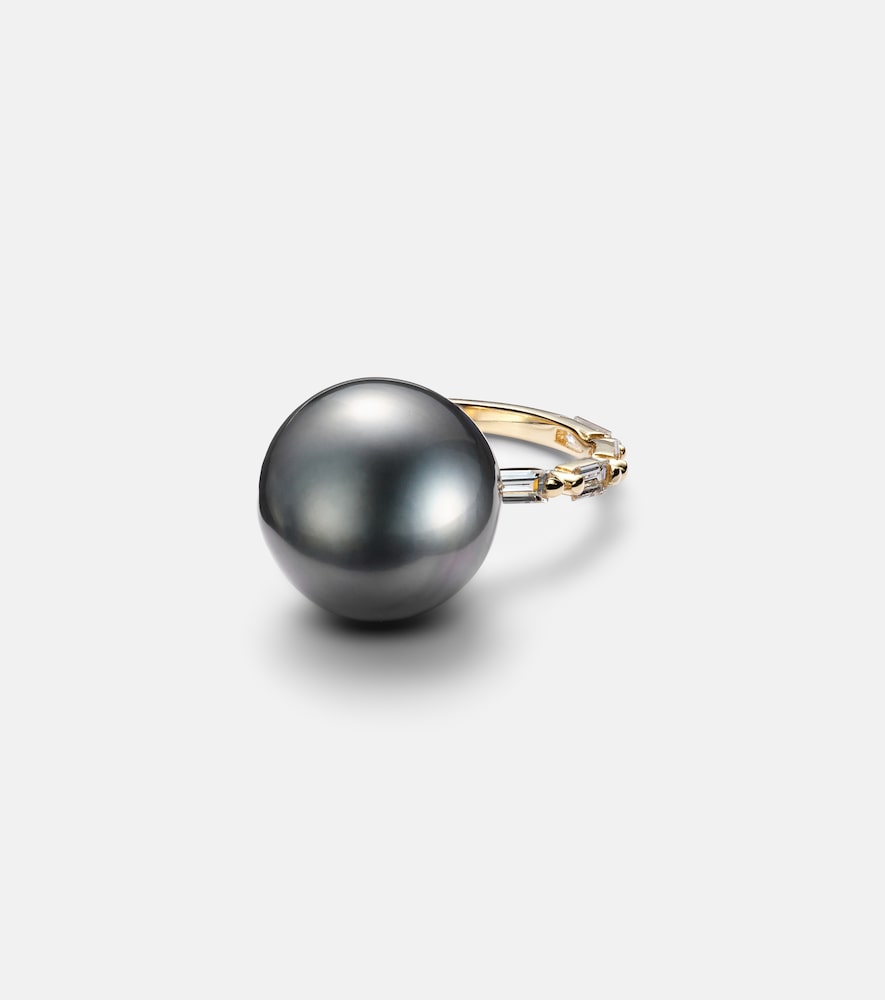 Suzanne Kalan 18kt gold ring with pearl and diamonds