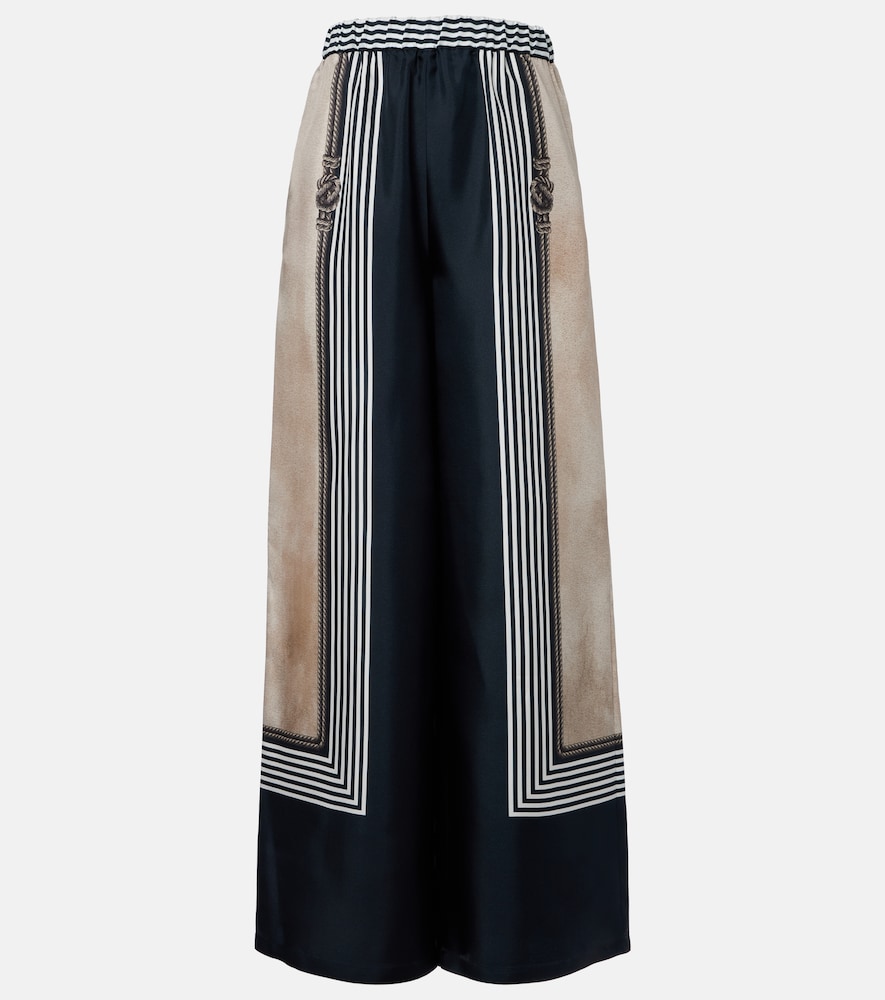Max Mara Women's Multicoloured Printed Silk Twill Palazzo Pants UK Size 18 - Mytheresa