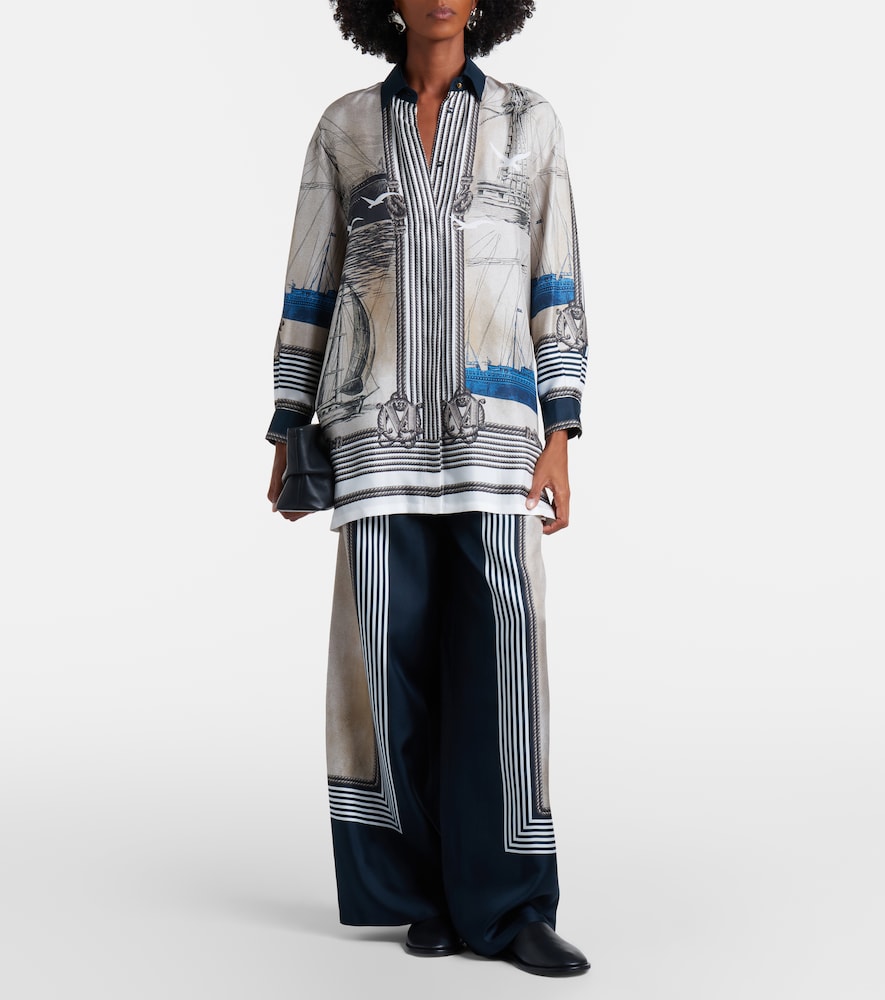 Max Mara Printed silk twill palazzo pants