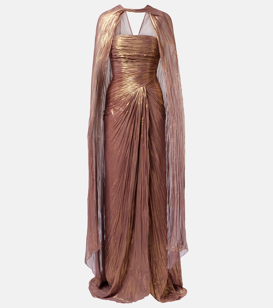 Marmar Halim Caped pleated bustier gown