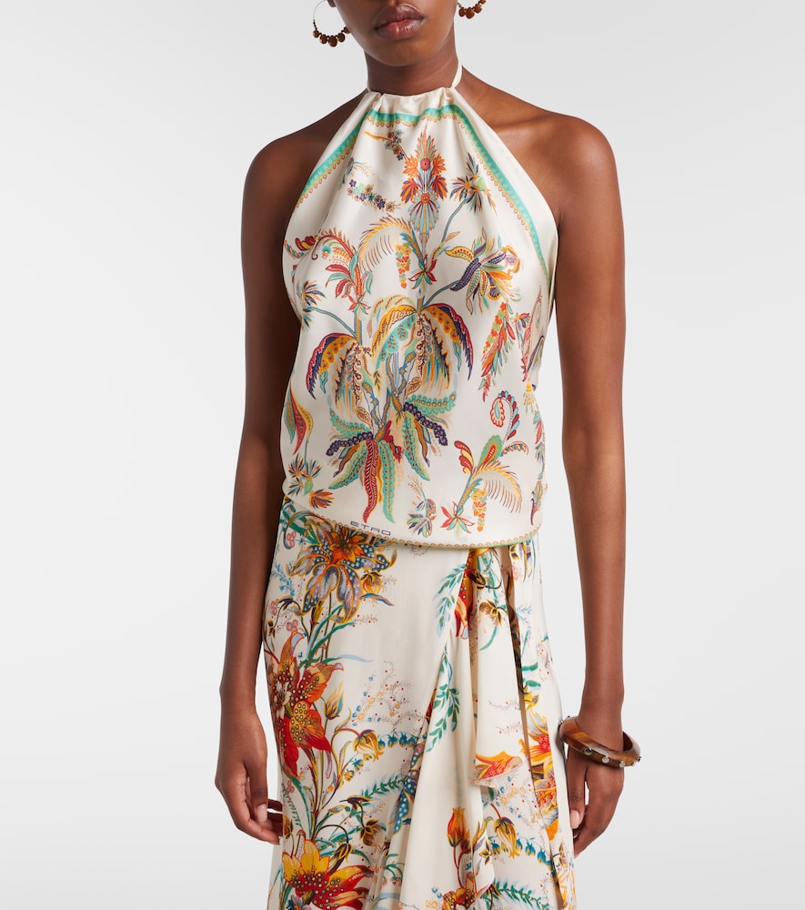 Etro Printed halterneck silk top